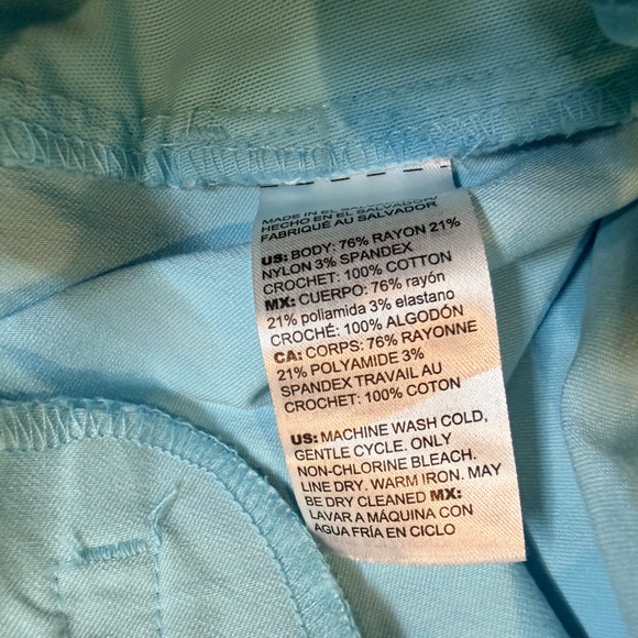 Chico’s Light Blue Cropped Pants Lace Trim Size 3 US 16 Pull On - Picture 5 of 11